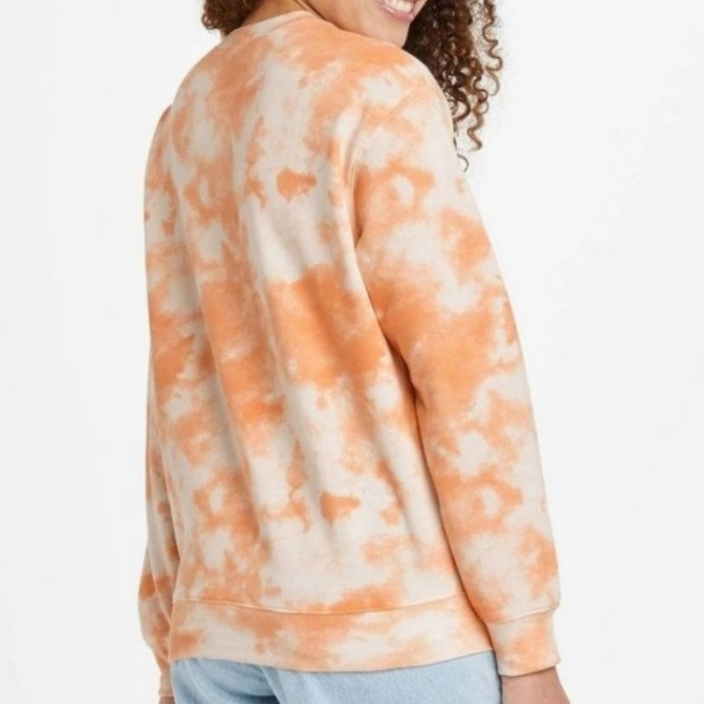 NWT New York Knicks Hybrid Crewneck Sweatshirt Orange Tie-Dye XL NBA Basketball - Picture 2 of 5
